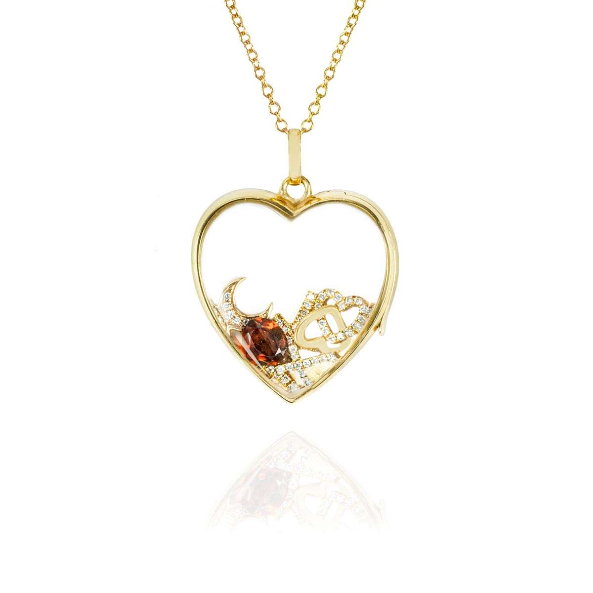 Loquet Gold Midi Heart of Gold Diamond Charm Locket Pendant
